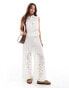 Фото #2 товара ASOS DESIGN sleeveless shirt with cutwork co-ord in cream