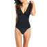 Фото #1 товара Beyond Control Plunging Neck Mio Garthering One Piece Swimsuit Black Size 12
