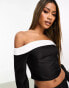 Missyempire bardot contrast top co-ord in monochrome