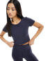 Фото #1 товара Urban Threads butter soft fitted short sleeve top in navy