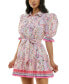 ფოტო #3 პროდუქტის Juniors' Printed Collared Fit & Flare Shirtdress