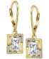 ფოტო #1 პროდუქტის Cubic Zirconia Square Framed Leverback Drop Earrings in 18k Gold-Plated Sterling Silver, Created for Macy's