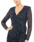 ფოტო #2 პროდუქტის Women's Long Sleeve V-Neck Sequin Dress