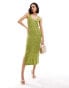 New Look stitched v-neck dress in light green