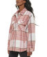 Фото #3 товара Women's Plaid Buttoned Zip-Front Shacket