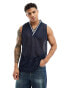 ASOS DESIGN relaxed tank vest in navy crochet