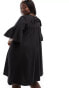 Фото #4 товара ASOS DESIGN Curve oversized smock mini dress with big sleeve in black