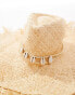 South Beach frayed edge beach cowboy hat with seashell detail in natural