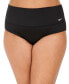 Фото #1 товара Plus Size Solid Essential High-Waist Banded Bikini Bottoms