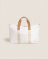 Фото #1 товара Fabric tote bag with leather detail
