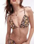 Фото #1 товара Topshop mix and match frill triangle bikini top in brown ditsy floral print