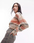 Topshop knitted stripe sheer knit cardigan in multi