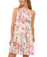 ფოტო #1 პროდუქტის Women's Tropical Tie-Back Halter Tiered Mini Dress