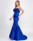 Фото #3 товара Juniors' Bow-Trim Strapless Mermaid Gown, Created for Macy's