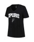 ფოტო #2 პროდუქტის Women's Black San Antonio Spurs Plus Size Arch Over Logo V-Neck T-shirt