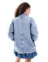 Noisy May denim slouchy blazer in light wash