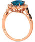 ფოტო #2 პროდუქტის Deep Sea Blue Topaz (1-3/4 ct. t.w.) & Diamond (3/8 ct. t.w.) Halo Ring in 14k Rose Gold