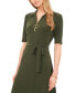 Фото #3 товара Women's Collared Quarter-Zip Jersey Midi Dress