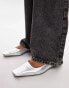 Фото #1 товара Topshop Blakely premium leather square toe ballet flats in silver