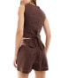 SNDYS linen tailored short co-ord in chocolate