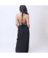 ფოტო #2 პროდუქტის Women's Black Hand Emroidered Cutdana Crop Top and Drape Skirt Set