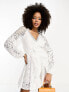 Фото #1 товара Платье ASOS DESIGN - Мини с вставкой из кружев, деталями на пуговицах и поясом в белом