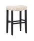 Фото #8 товара 29" Upholstered Saddle Seat Faux Leather Bar Stool (Set of 2)