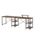 Wood L-Shape with Storage Shelves Industrial Desk