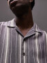 Фото #5 товара Topman short sleeve regular fit woven striped revere shirt in multi
