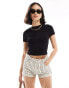 Фото #1 товара ASOS DESIGN open tie back short sleeve top in black