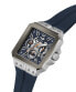 Guess Herren Armbanduhr Multifunktionsuhr Skeleton Leo blau, silber GW0637G1