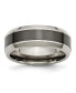 ფოტო #1 პროდუქტის Titanium Black Ceramic Center Beveled Wedding Band Ring