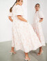 ASOS EDITION tiered smock midi dress in pink floral jacquard