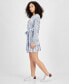 Women's Printed Tie-Waist Blouson-Sleeve A-Line Dress