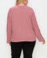 Plus Size Brushed Waffle Crew Button Long Sleeve Top