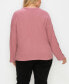 ფოტო #4 პროდუქტის Plus Size Brushed Waffle Crew Button Long Sleeve Top