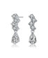 ფოტო #1 პროდუქტის Sterling Silver with Rhodium Plated Clear Pear and Round Cubic Zirconia ZigZag Drop Earrings