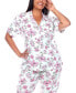 ფოტო #4 პროდუქტის Plus Size Short Sleeve Pants Tropical Pajama Set, 2-Piece