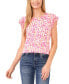 Фото #1 товара Women's Floral Print Double Ruffled Sleeve Knit Top