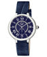 ფოტო #1 პროდუქტის Women's Rome Swiss Quartz Blue Leather Watch 36mm