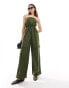 Фото #1 товара ASOS DESIGN bandeau paper bag waist utility jumpsuit in khaki