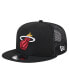 Фото #1 товара Men's Black Miami Heat Evergreen Meshback 9FIFTY Snapback Hat