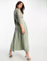 Little Mistress lace detail midaxi dress in sage green 40 - фото #6