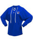 Women's Blue New York Rangers Jersey Lace-Up V-Neck Long Sleeve Hoodie T-shirt