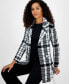 Women's Plaid Faux-Button Cardigan