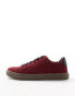 ASOS DESIGN lace up trainers in burgundy faux suede