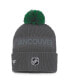 Фото #2 товара Men's Charcoal Vancouver Canucks Authentic Pro Home Ice Cuffed Knit Hat with Pom