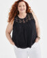 Plus Size Sleeveless Embroidered Mesh Tank Top, Created for Macy's