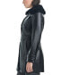 ფოტო #6 პროდუქტის Women's Faux-Leather Belted Trench Coat