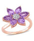 ფოტო #1 პროდუქტის Amethyst and Diamond Floral Ring